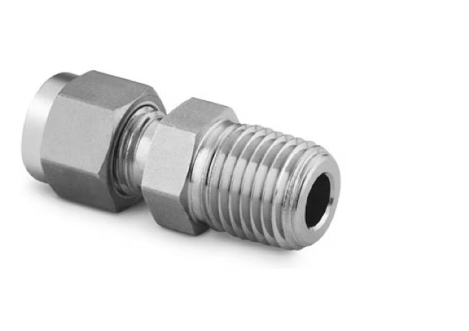 Stainless Steel Swagelok Tube Fitting, Male Connector, 1/16 in. Tube OD x 1/8 in. Male ISO Tapered Thread SS-100-1-2RT - Image 1