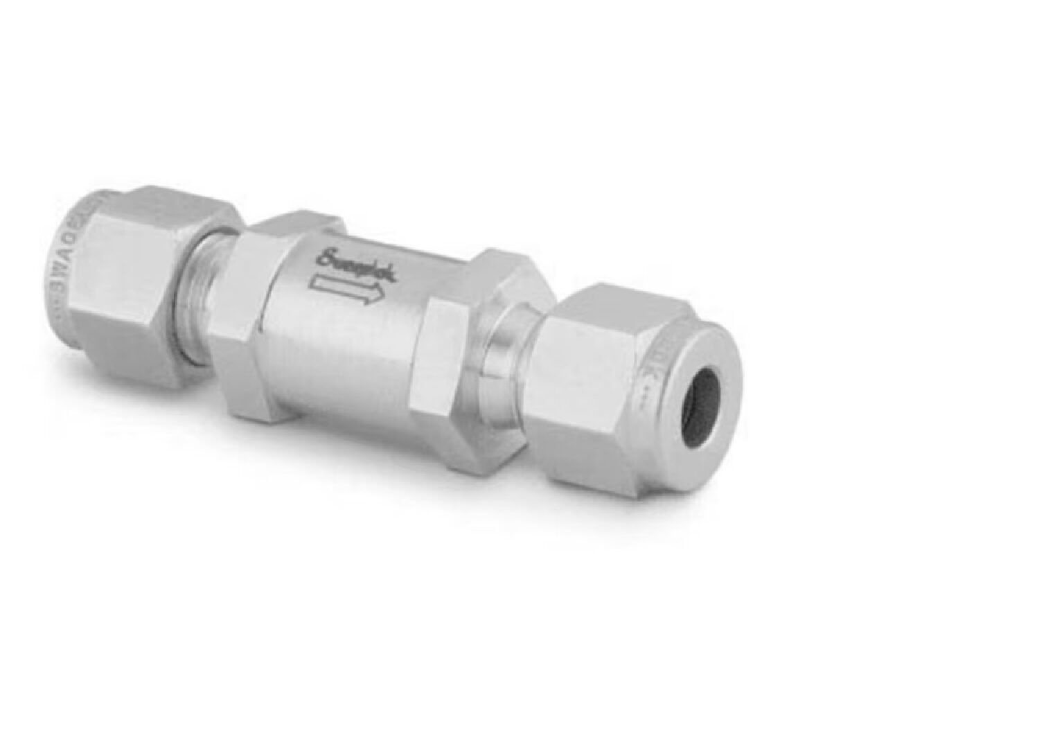 Image-71-pdf.jpg Stainless Steel Poppet Check Valve, Fixed Pressure, 10 mm Swagelok Tube Fitting, 1 psig (0.07 bar). SS-10C-MM-1 - Image 1