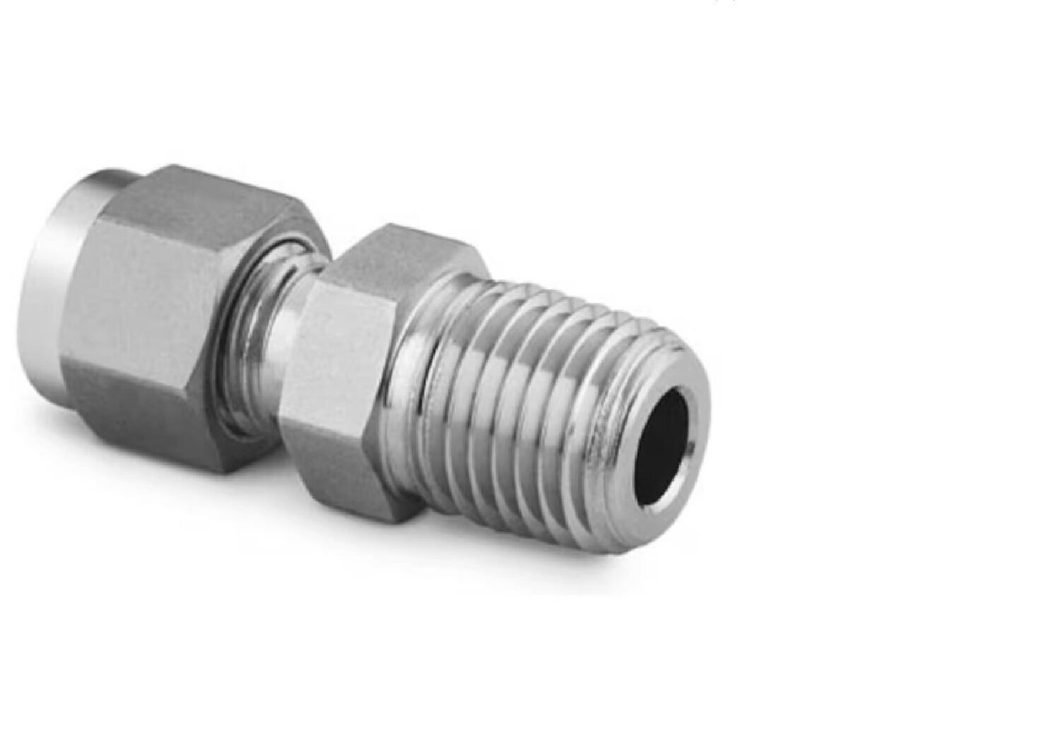 Stainless Steel Swagelok Tube Fitting, Male Connector, 1/16 in. Tube OD x 1/16 in. Male NPT SS-100-1-1 - Image 1