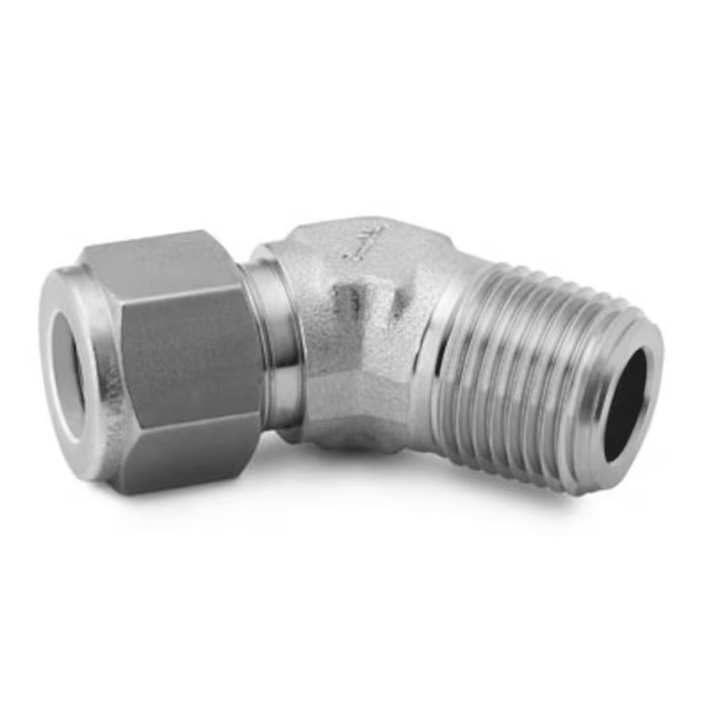 SS-810-5-8 Stainless Steel Swagelok Tube Fitting SS-1210-5-12, 45° Male Elbow, 3/4 in. Tube OD x 3/4 in. Male NPT - Image 1