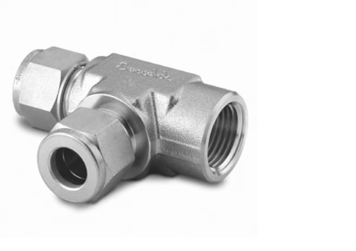 download (44)Stainless Steel Swagelok Tube Fitting, Female Run Tee, 10 mm Tube OD x 1/4 in. Female NPT x 10 mm Tube OD.  SS-10M0-3TFT