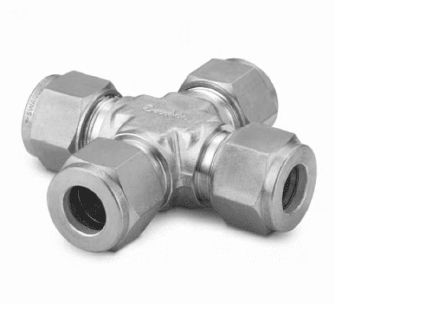 Stainless Steel Swagelok Tube Fitting, Union Cross, 10 mm Tube OD.  SS-10M0-4