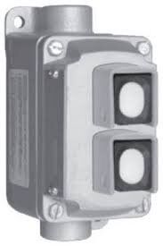 EGS Appleton EFDCB175U2 Push Button Station 3/4" 2 Circuit Feed Thru EGS Appleton EFDCB175U2 push button station with 3/4" size and 2-circuit feed-thru