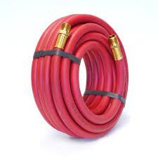 Air Hose 3/8" x 3/8" NPTF Brass Male Ends, Red 50 Feet 1593N7 50-foot red air hose with 3/8" brass NPTF male fittings and 200 PSI rating