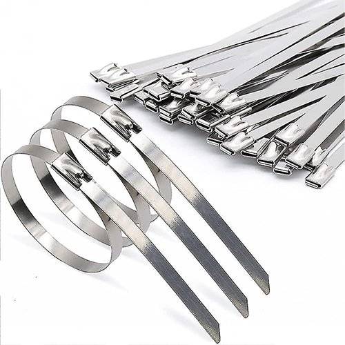 PVC-Coated Stainless Steel Cable Ties 150mm Image of 150mm PVC-coated stainless steel cable ties for secure and corrosion-resistant fastening