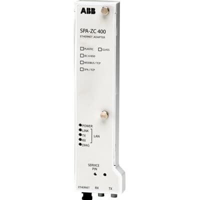 ABB Ethernet Adapter SPA-ZC400EM Image of ABB Ethernet Adapter, part number SPA-ZC400EM, with IEC 61850 and SPA protocol support