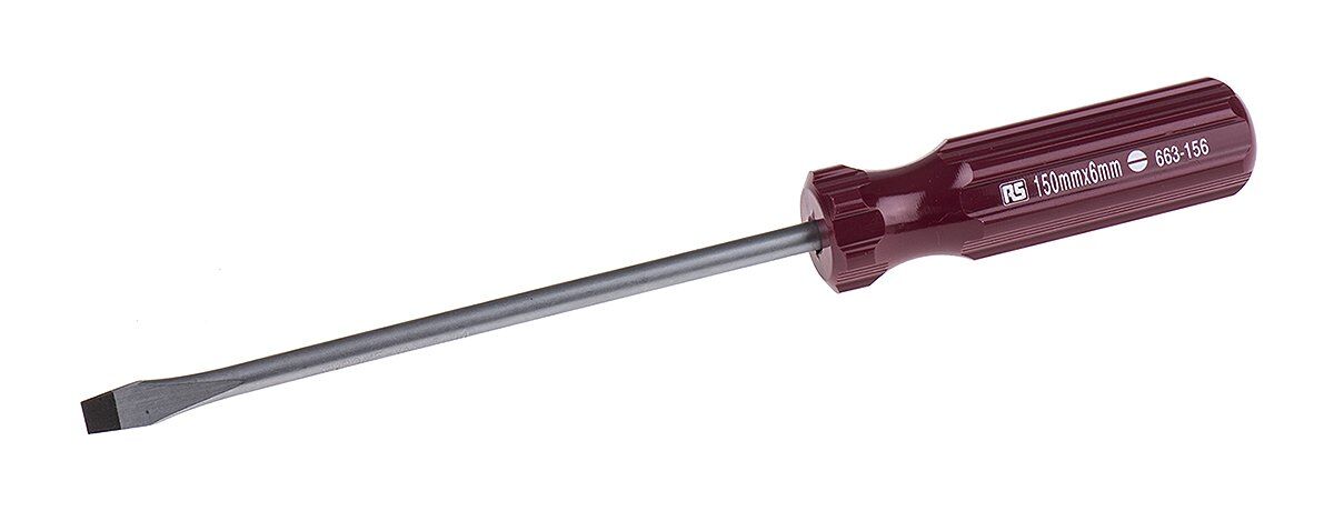 Image of RS PRO Slotted Screwdriver, part number 663-156, showing tip and blade