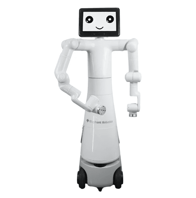 Image of Shenzhen Elephant Robotics Mercury X1 wheeled humanoid robot showing dual arms and mobile base