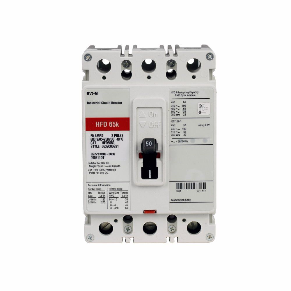 EATON HFD3070 70A 3-Pole Molded Case Circuit Breaker EATON HFD3070 70A 3-Pole Molded Case Circuit Breaker