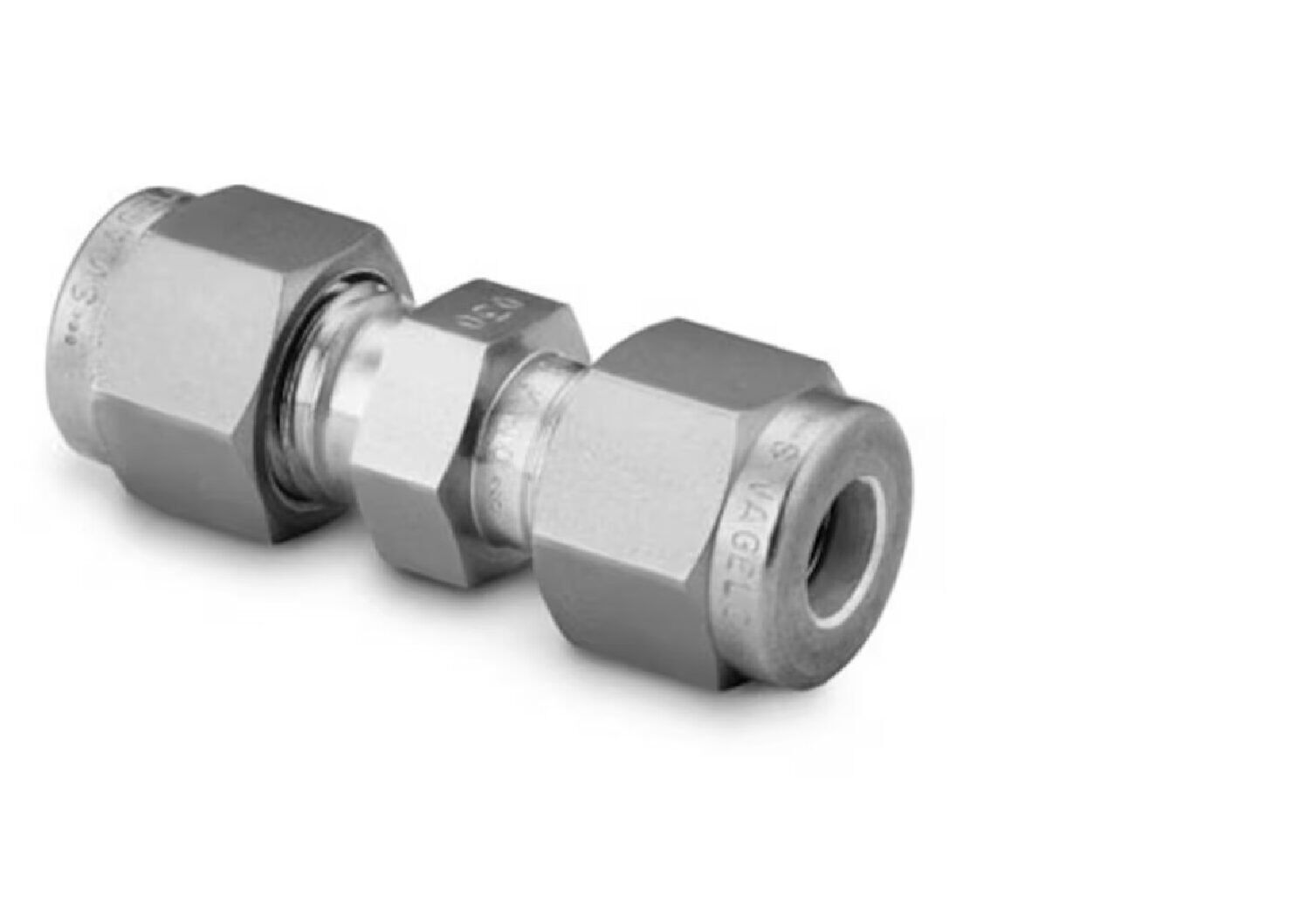 Stainless Steel Swagelok Tube Fitting, Bored-Through Union, 1/16 in. Tube OD. SS-100-6BT - Image 1