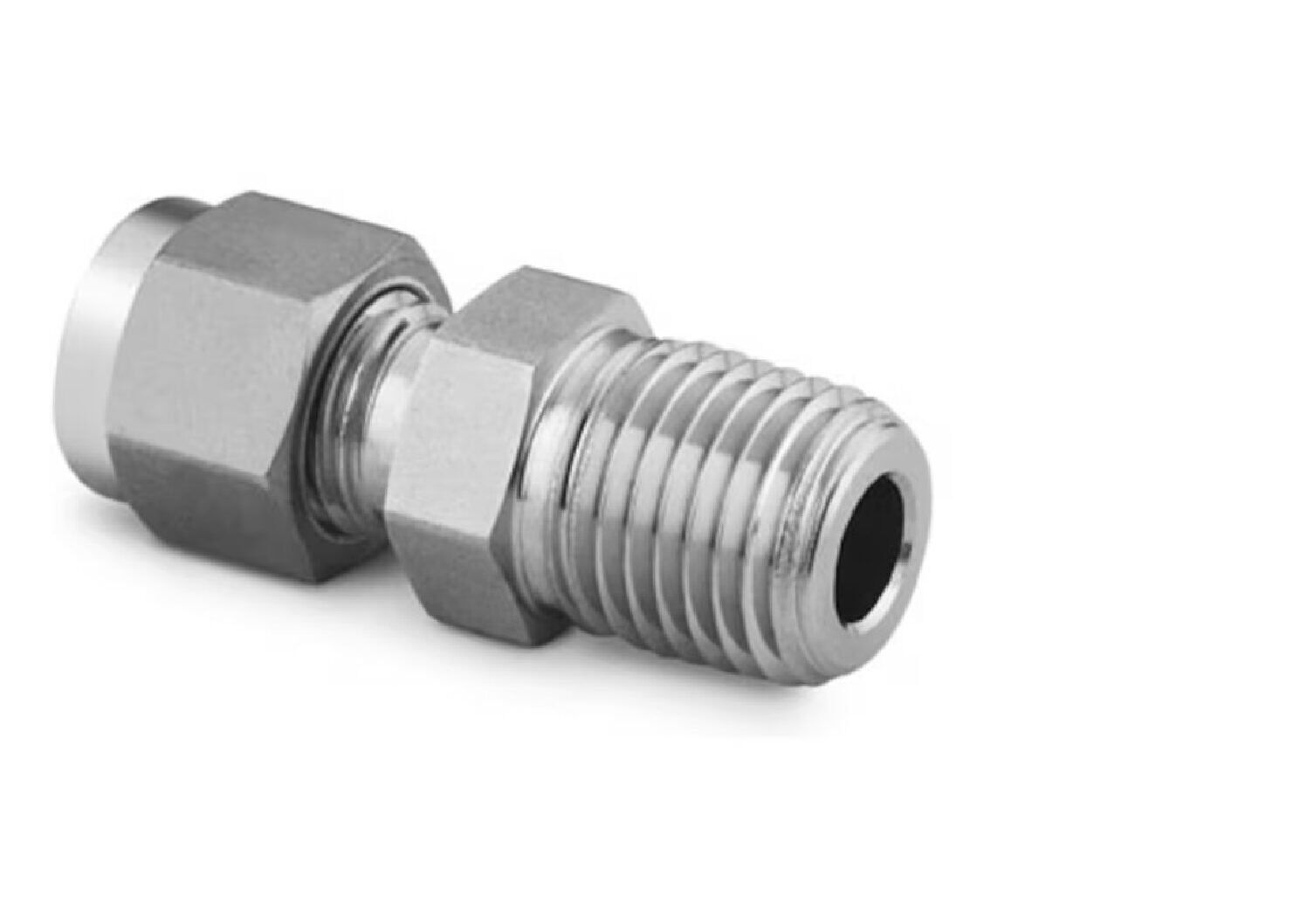 Stainless Steel Swagelok Tube Fitting, Male Connector, 1/16 in. Tube OD x 1/4 in. Male NPT SS-100-1-4 - Image 1