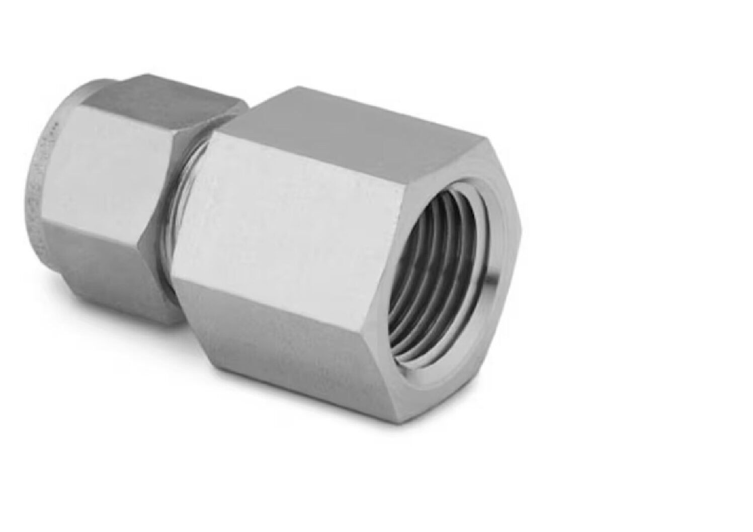 Stainless Steel Swagelok Tube Fitting, Female Connector, 5/8 in. Tube OD x 1/2 in. Female NPT.  SS-1010-7-8 - Image 1