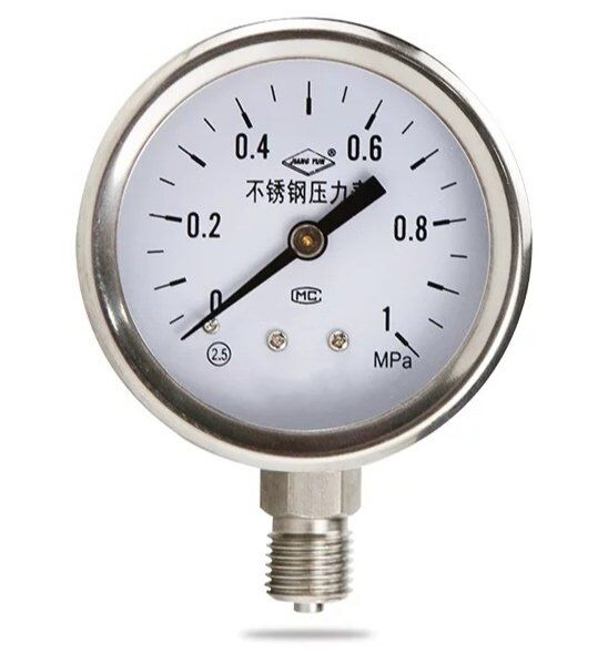 STRONG M&C INC. Pressure Gauge MYBF 0–1.6MPa, 75mm Dial, SS304 Case & Wetted Parts, 3/8" NPT Bottom Connection - Image 1