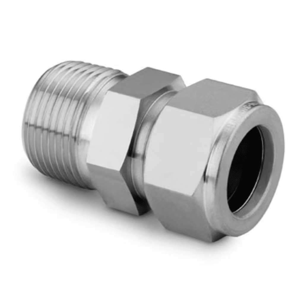 Swagelok 316 Stainless Steel Tube Fitting, Bored-Through Male Connector, 3/4 in. Tube OD x 3/4 in. Male NPT SS-1210-1-12BT Swagelok™ - Image 1
