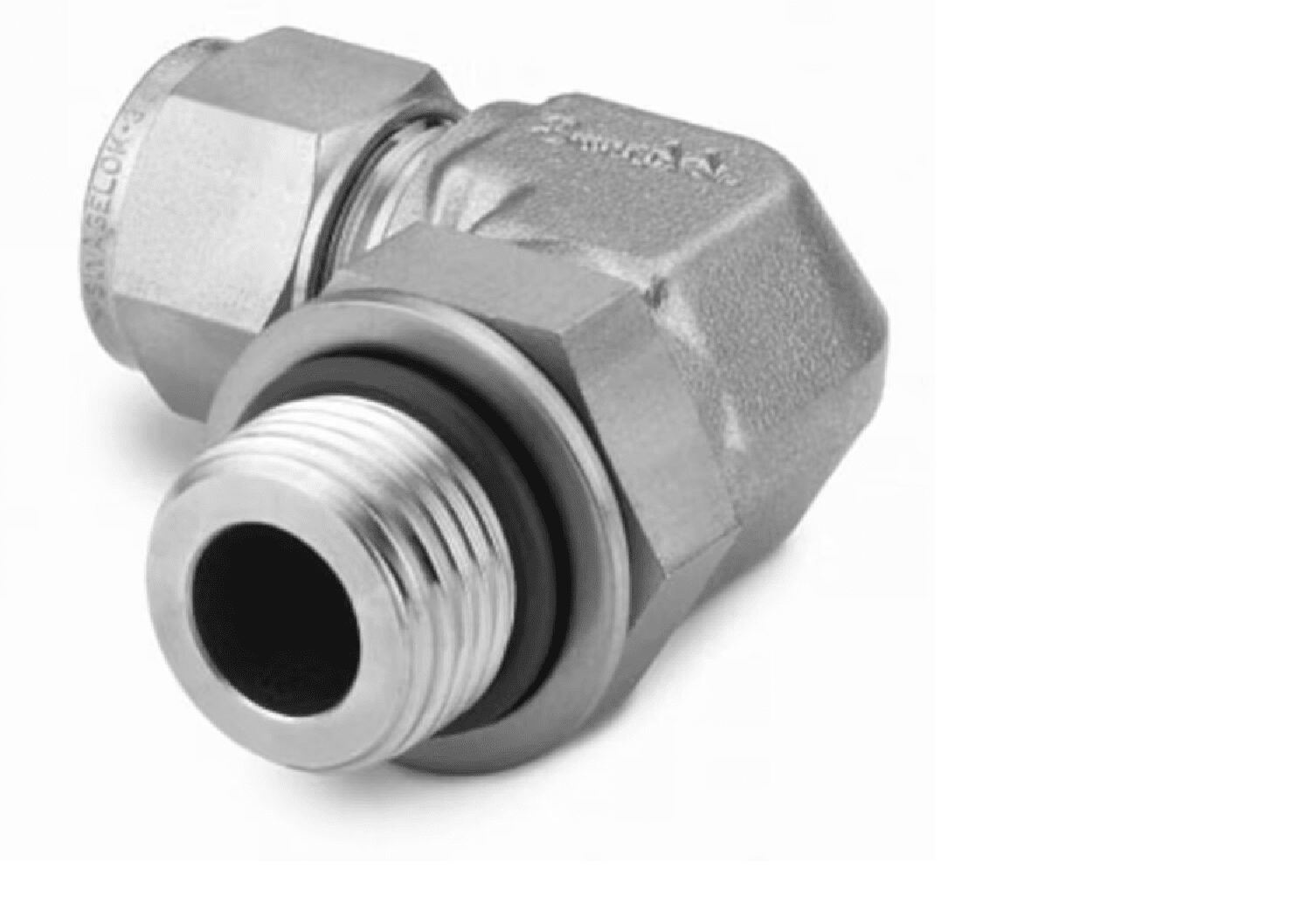 Stainless Steel Swagelok Tube Fitting, Positionable Male Elbow, 10 mm Tube OD x 3/8 in. Male ISO Parallel Thread.  SS-10M0-2-6PR