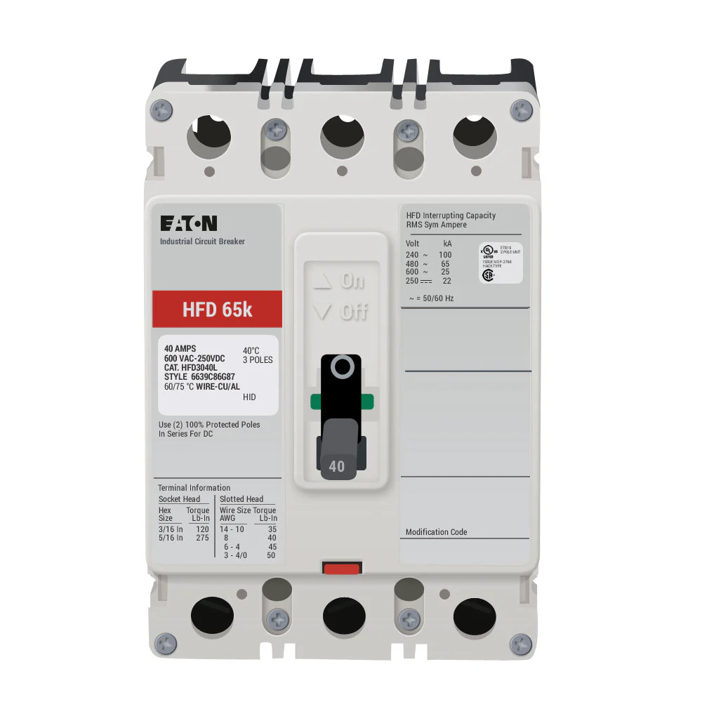 EATON HFD3040 Circuit Breaker 40A 3-Pole