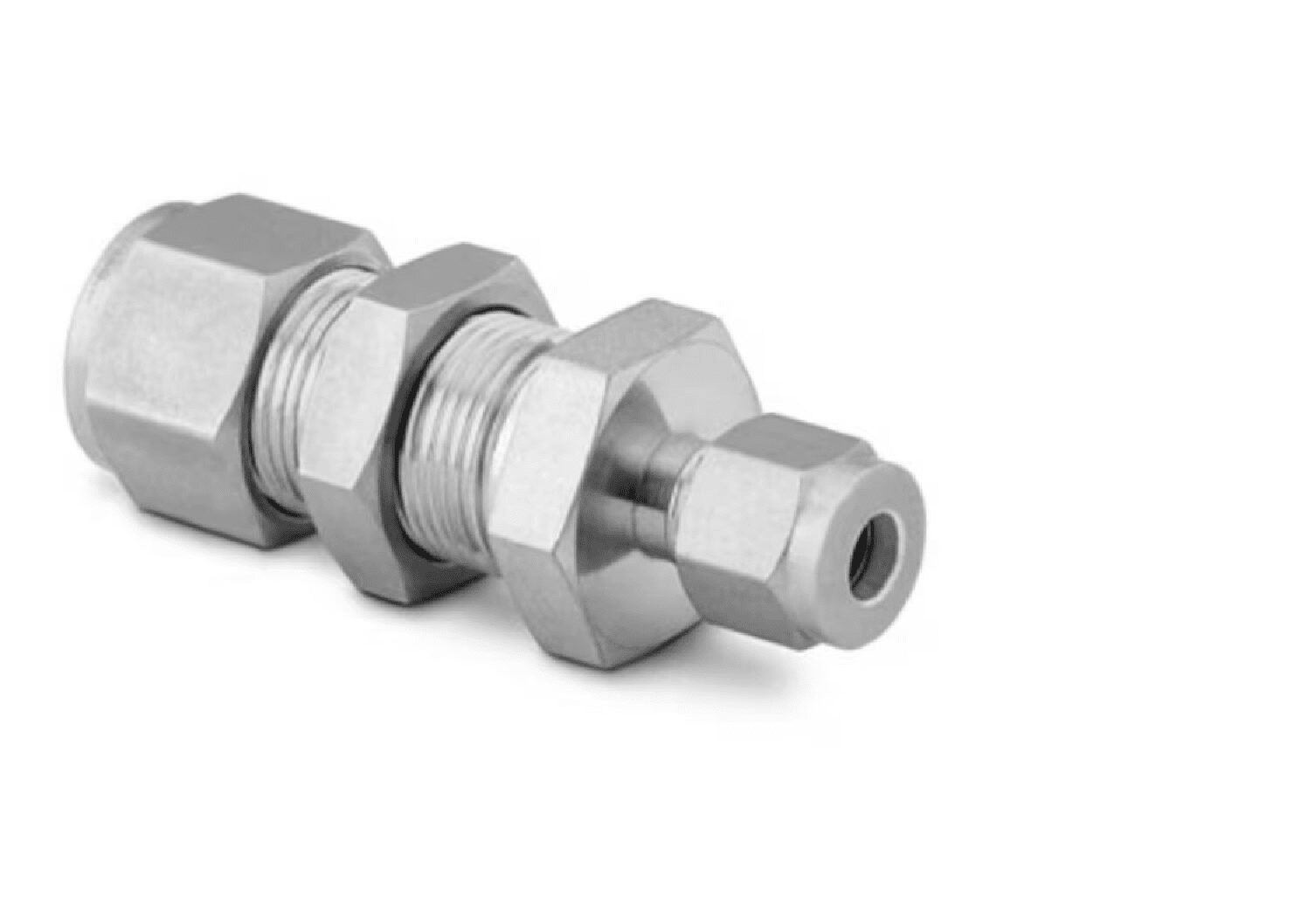 Stainless Steel Swagelok Tube Fitting, Bulkhead Reducing Union, 10 mm x 3/8 in. Tube OD.  SS-10M0-61-6